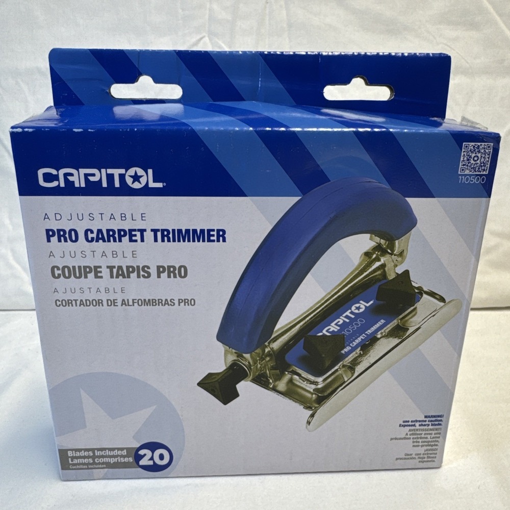 Capitol Adjustable Pro Carpet Trimmer - 20 Blades Included - *NEW IN BOX*